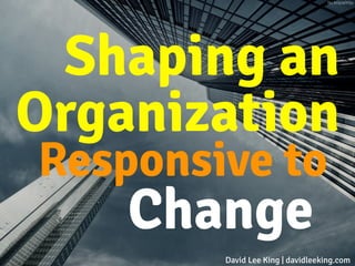 Shaping an 
Organization
Responsive to
Change
ﬂic.kr/p/afXSjv
David Lee King | davidleeking.com
 