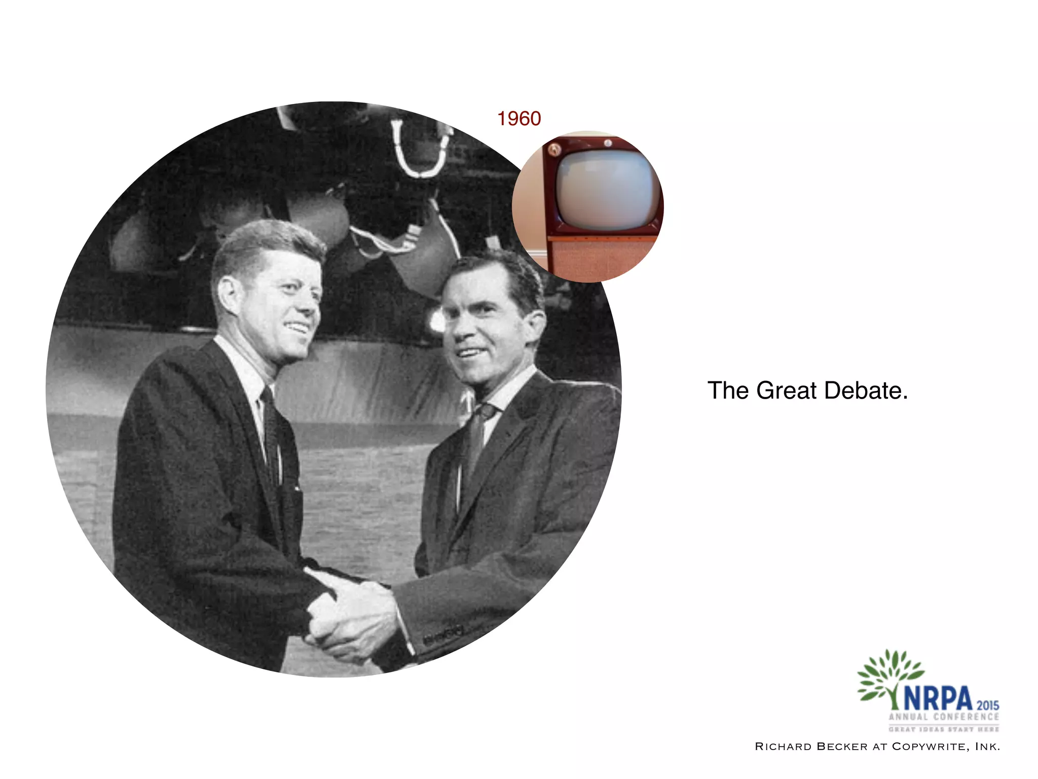 The Great Debate.
Richard Becker at Copywrite, Ink.
1960
 