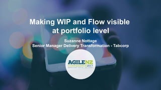 Making WIP and Flow visible
at portfolio level
Suzanne Nottage
Senior Manager Delivery Transformation - Tabcorp
 