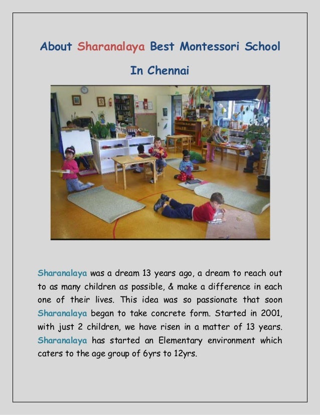 Sharanalaya Best Montessori School in Chennai