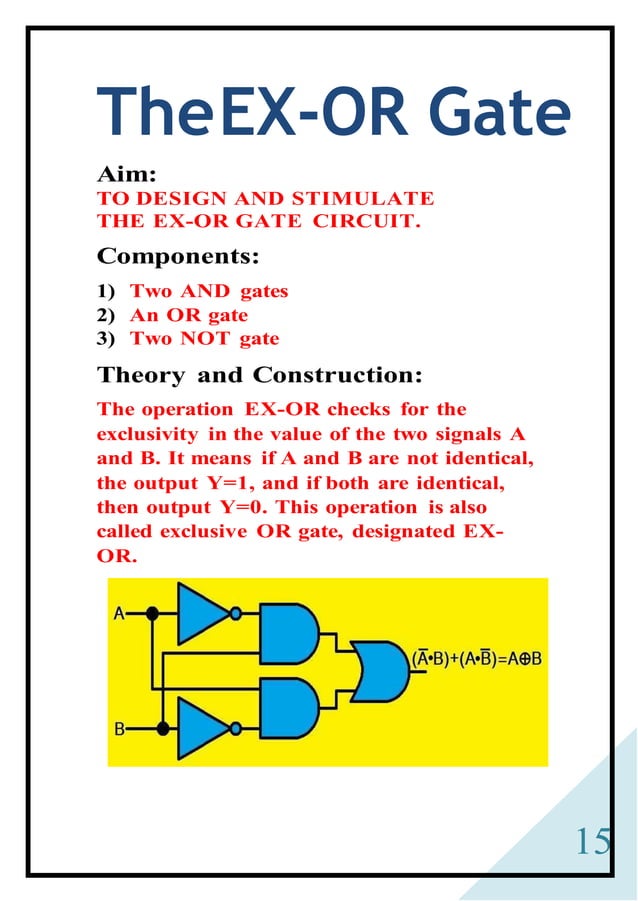 Physics investigatgory project on logic gates class 12