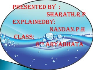 PRESENTED BY :
SHARATH.R.P
EXPLAINEDBY:
NANDAN.P.H
CLASS:
8TH
ARYABHATA
 