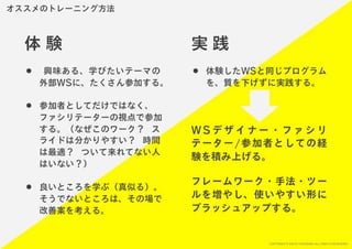 「すぐ実践したくなる！アイデア創発ワークショップ」ワークショップデザイナー育成プログラム特別講座