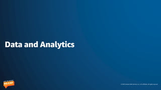 © 2023 Amazon Web Services, Inc. or its affiliates. All rights reserved.
Data and Analytics
 