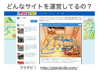 どんなサイトを運営してるの？
プラデビ！ http://plarail-db.com/
 