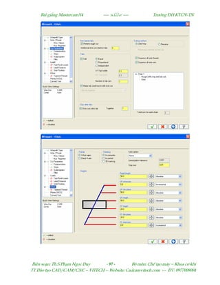 Bµi gi¶ng MastercamX4 ----  ---- Tr−êng §H KTCN-TN
Biªn so¹n: Th.S Ph¹m Ngäc Duy - 97 - Bé m«n: ChÕ t¹o m¸y – Khoa c¬ khÝ
TT §µo t¹o CAD/CAM/CNC – VITECH -- Website: Cadcamvitech.com --- §T: 0977008004
 