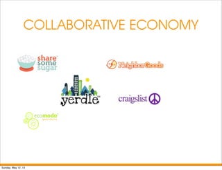 COLLABORATIVE ECONOMY
Sunday, May 12, 13
 