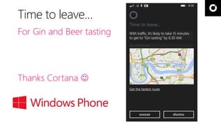 Time to leave… 
For Gin and Beer tasting 
Thanks Cortana  
(As of 6:10 AM) 
 