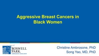 Christine Ambrosone, PhD
Song Yao, MD, PhD
Aggressive Breast Cancers in
Black Women
 