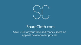 ShareCloth.com
Save >10x of your time and money spent on
apparel development process
 