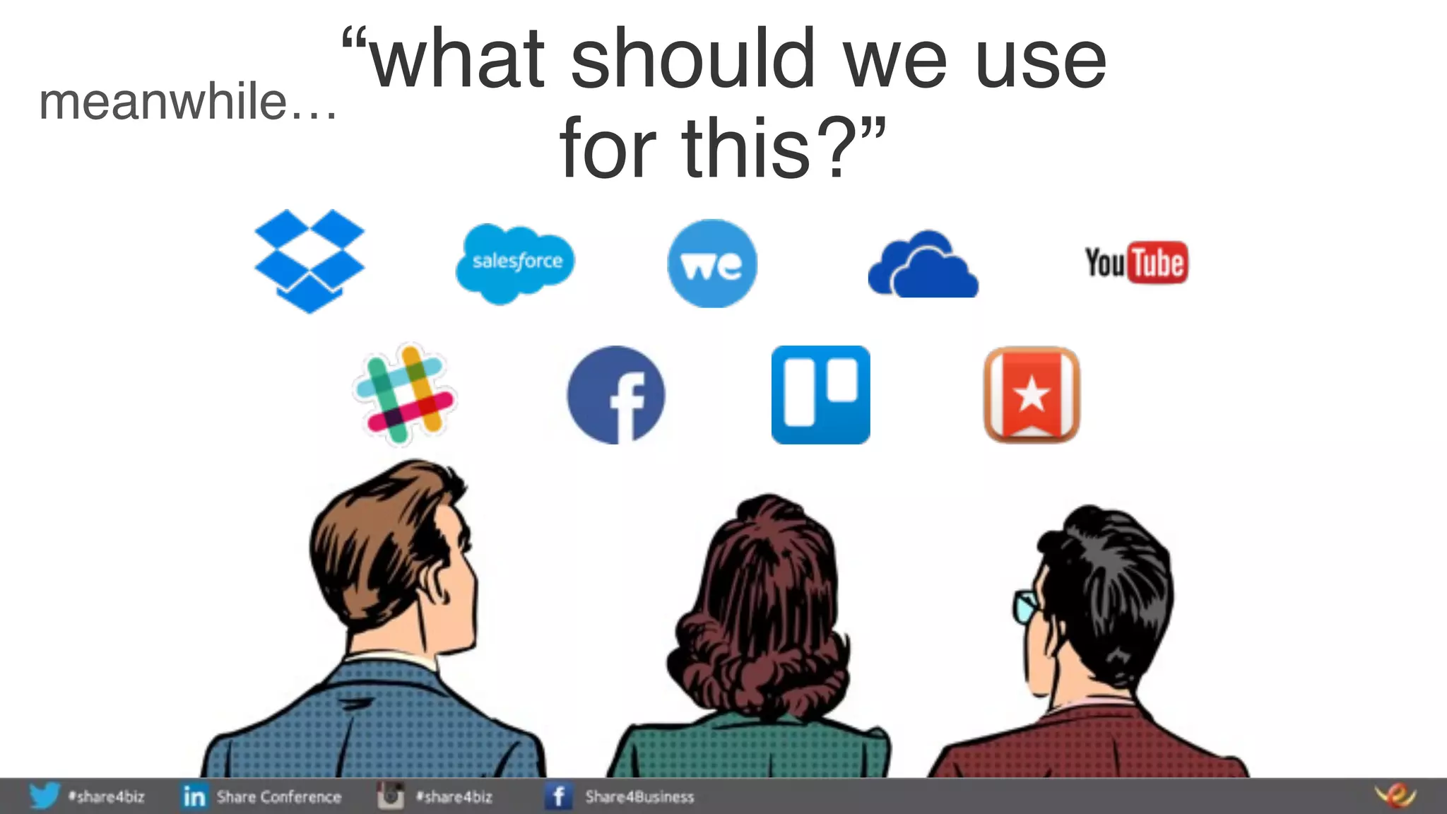 “what should we use
for this?”
meanwhile…
 