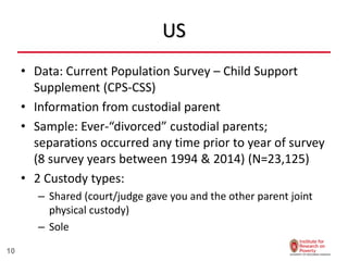US
• Data: Current Population Survey – Child Support
Supplement (CPS-CSS)
• Information from custodial parent
• Sample: Ev...