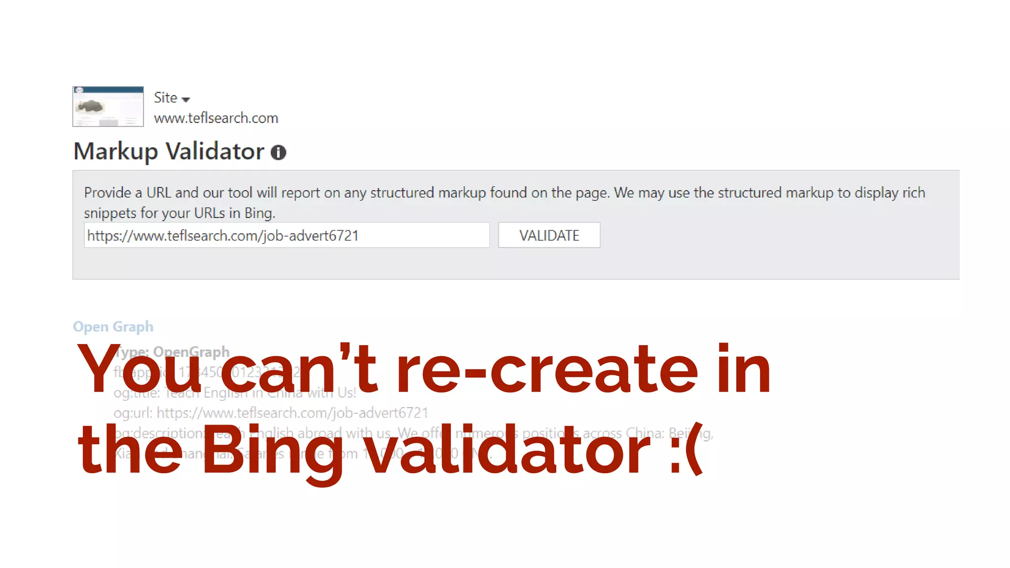 You can’t re-create in
the Bing validator :(
 