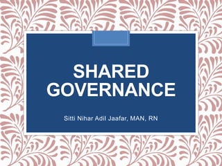 SHARED
GOVERNANCE
Sitti Nihar Adil Jaafar, MAN, RN
 