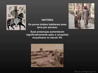 HISTÓRIA
Os povos árabes habitaram essa
terra por séculos.
Suas presenças aumentaram
significativamente após a conquista
muçulmana no século VII.

Artwork and Storyline by Nani

 