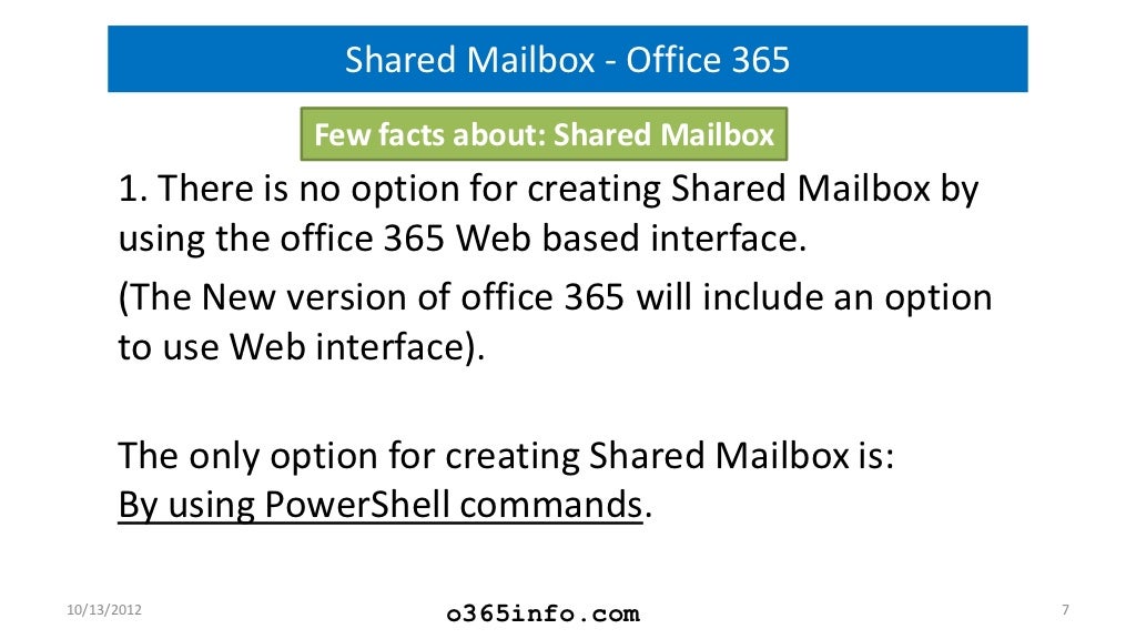Shared Mailbox Office 365 o365info 