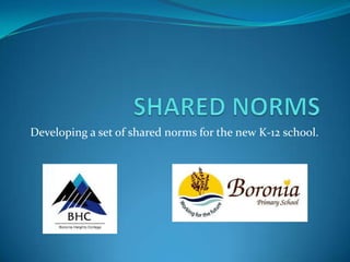 Developing a set of shared norms for the new K-12 school.
 