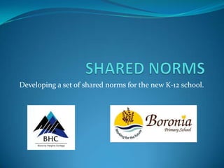 Developing a set of shared norms for the new K-12 school.
 