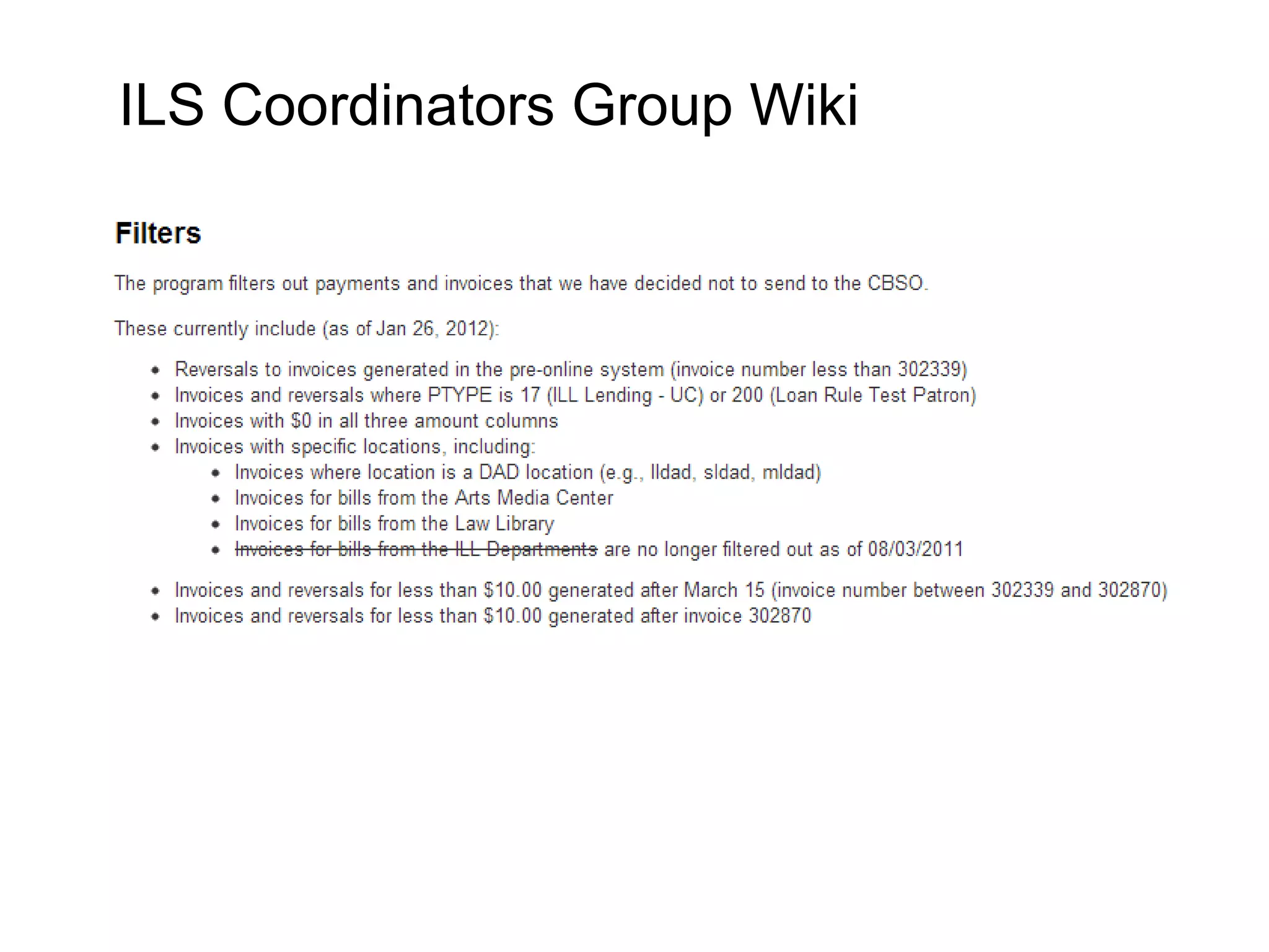 ILS Coordinators Group Wiki
 