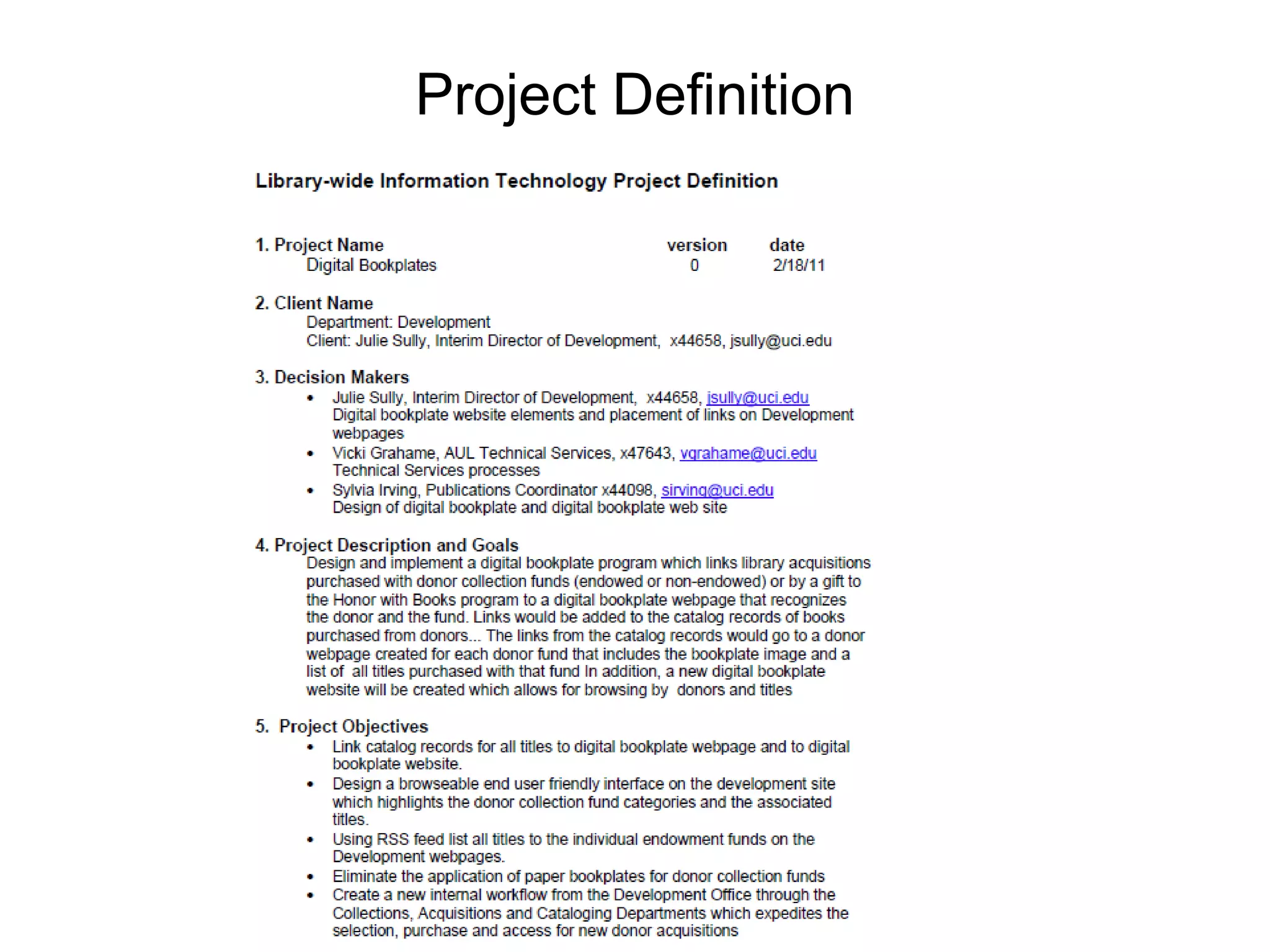 Project Definition
 