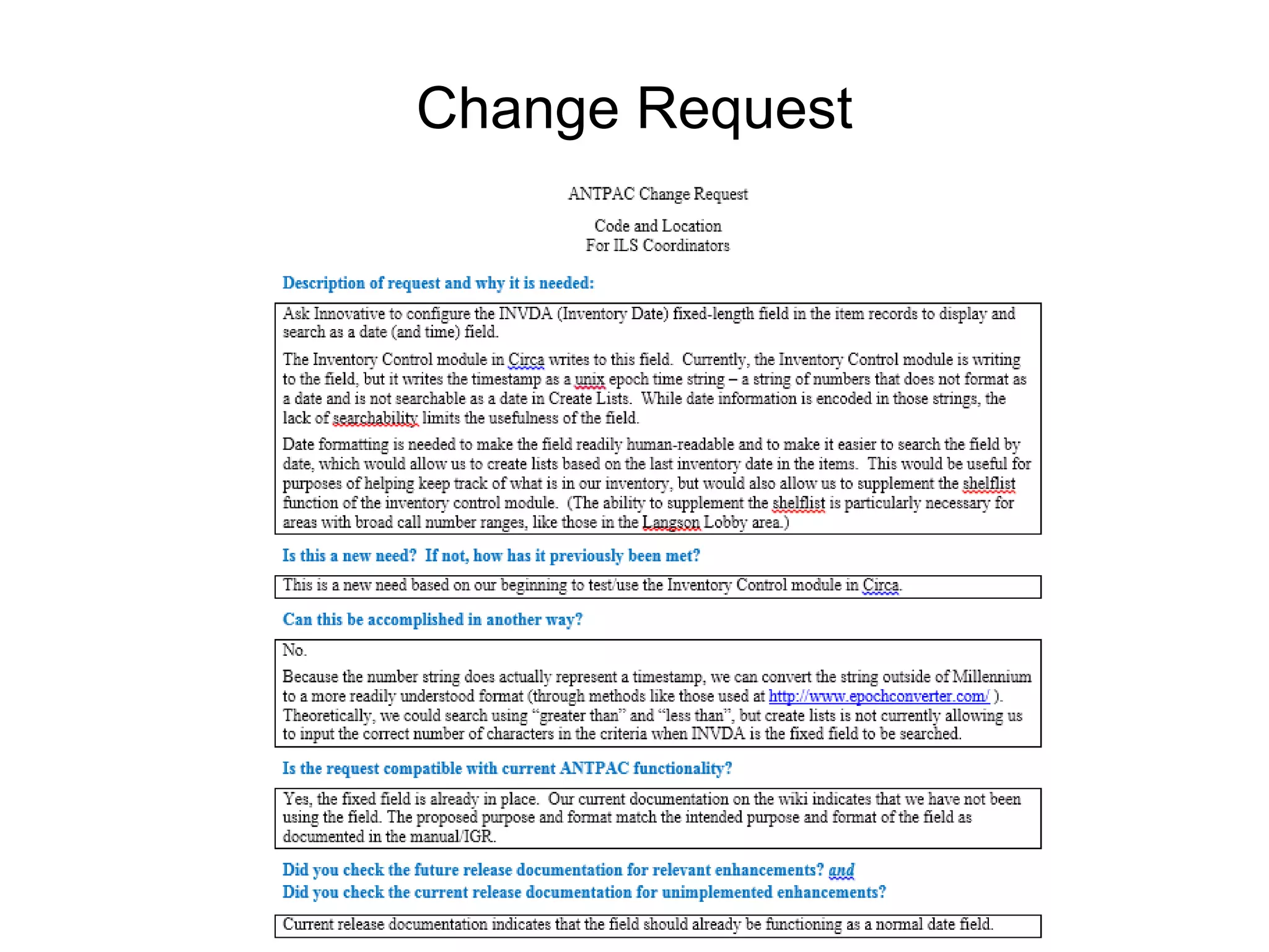 Change Request
 