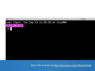 More info on bash at http://www.gnu.org/software/bash 
 