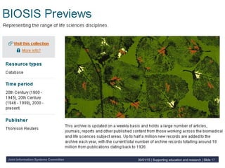 Joint Information Systems Committee 30/01/15 | Supporting education and research | Slide 17
 