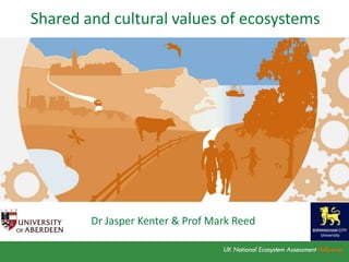 Shared and cultural values of ecosystems 
Dr Jasper Kenter & Prof Mark Reed 
 