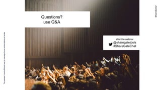 Theeasiest,mostefficientwaytomanageAzuresubscriptionsatscale
Questions?
use Q&A
after the webinar
@sharegatetools
#ShareGateChat
 