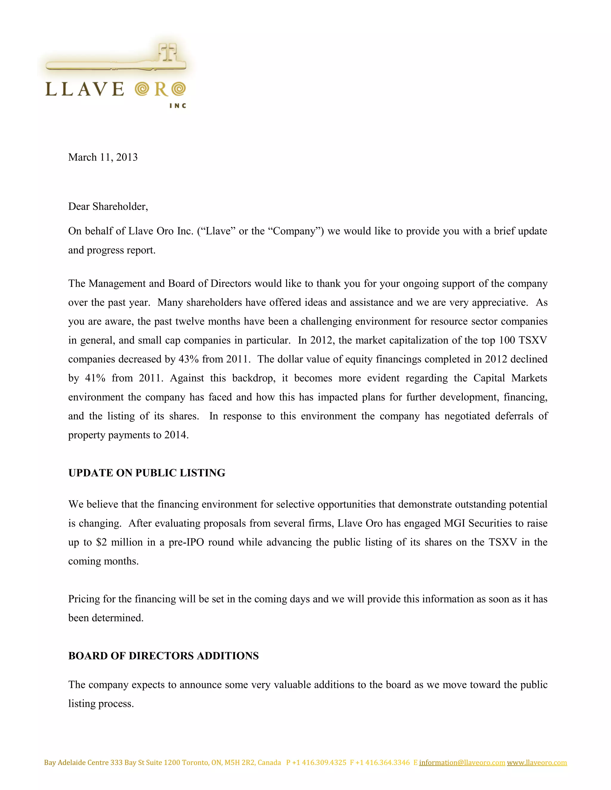 Shareholder Letter 03 11 13 Pdf