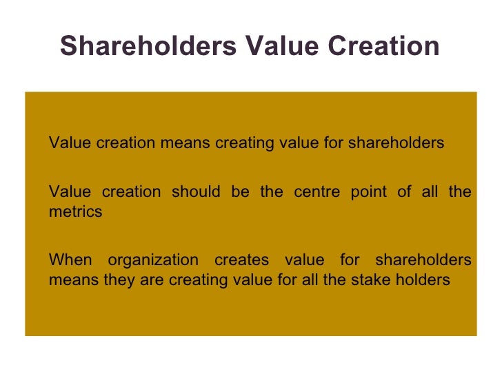 Shareholders Value Creation