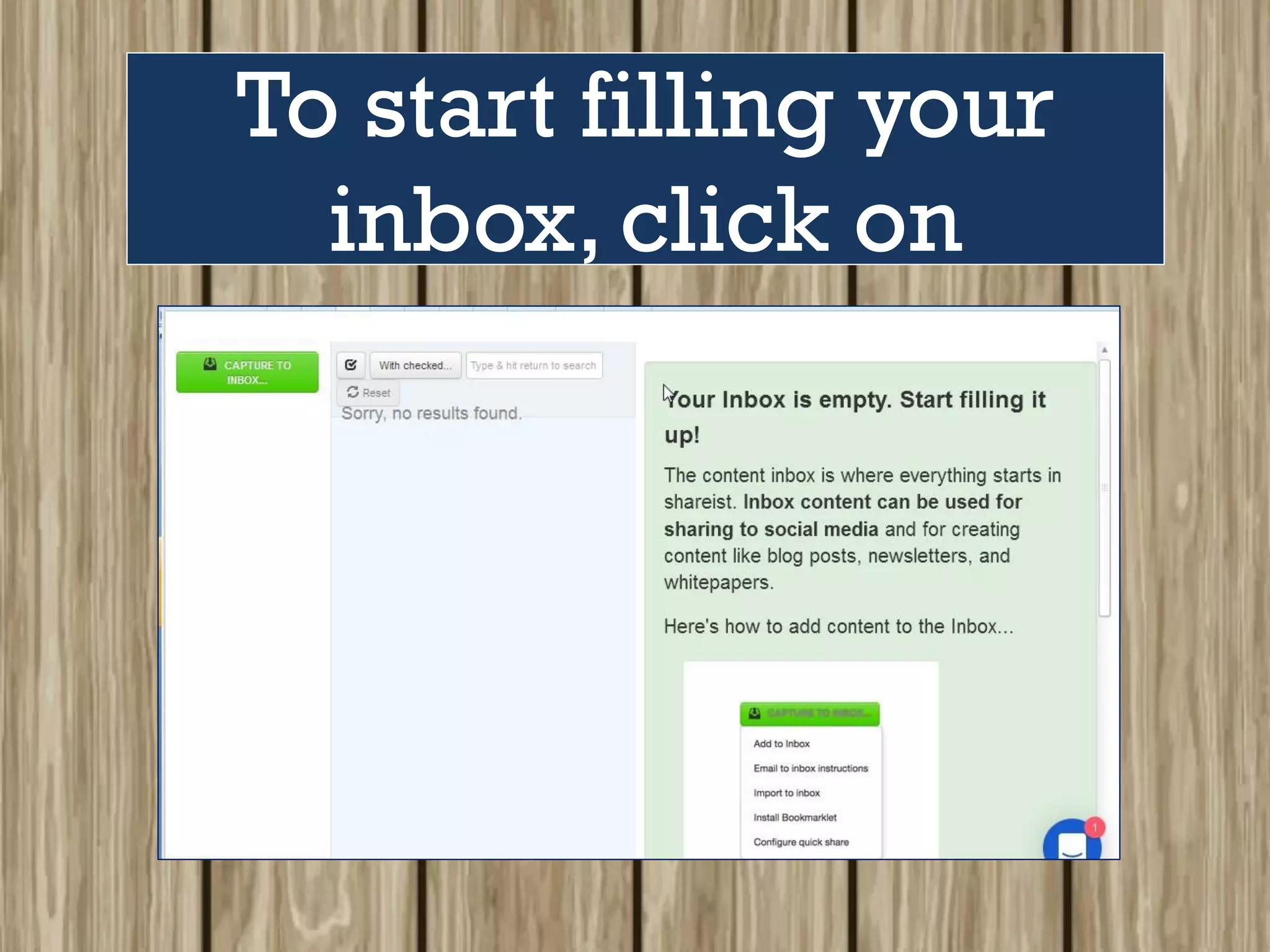 To start filling your
inbox, click on
 