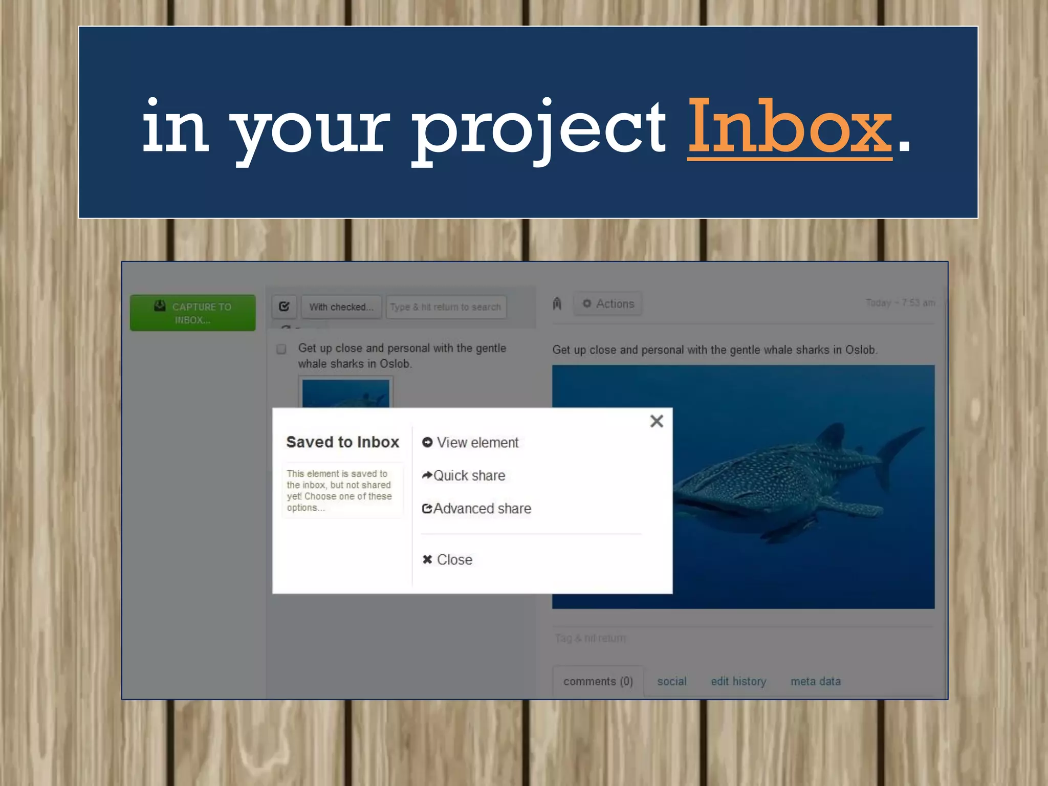 in your project Inbox.
 