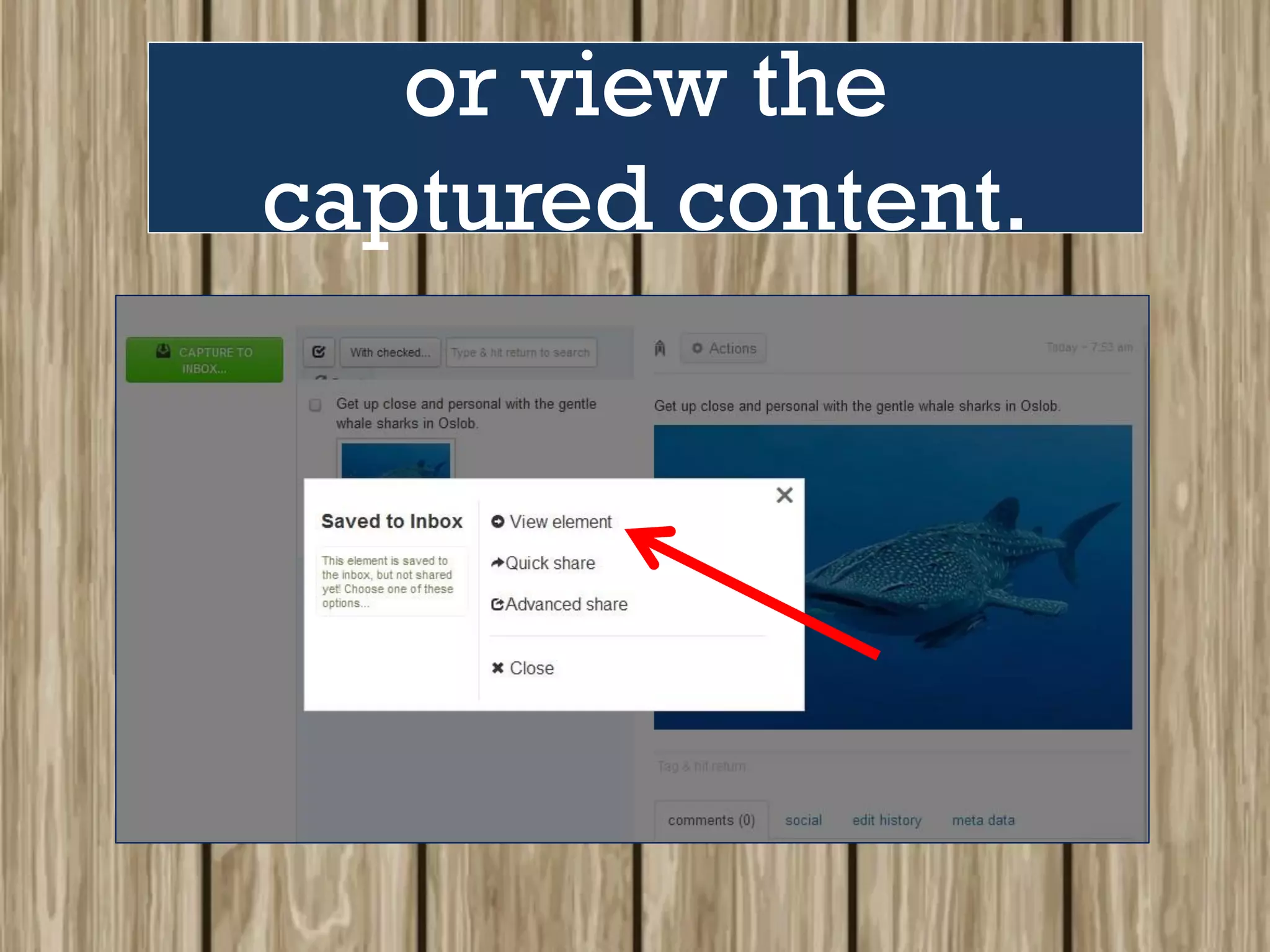 or view the
captured content.
 