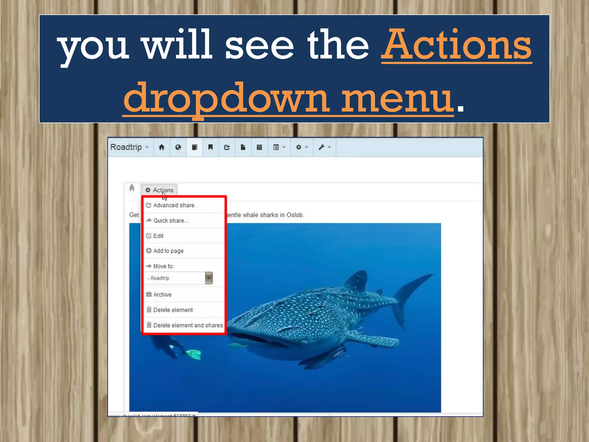 you will see the Actions
dropdown menu.
 