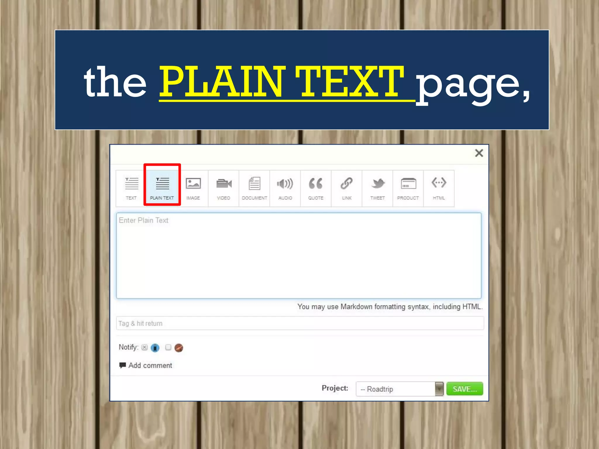 the PLAIN TEXT page,
 