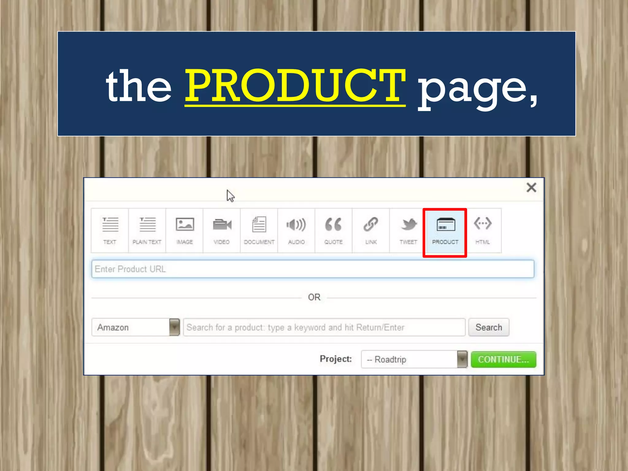 the PRODUCT page,
 