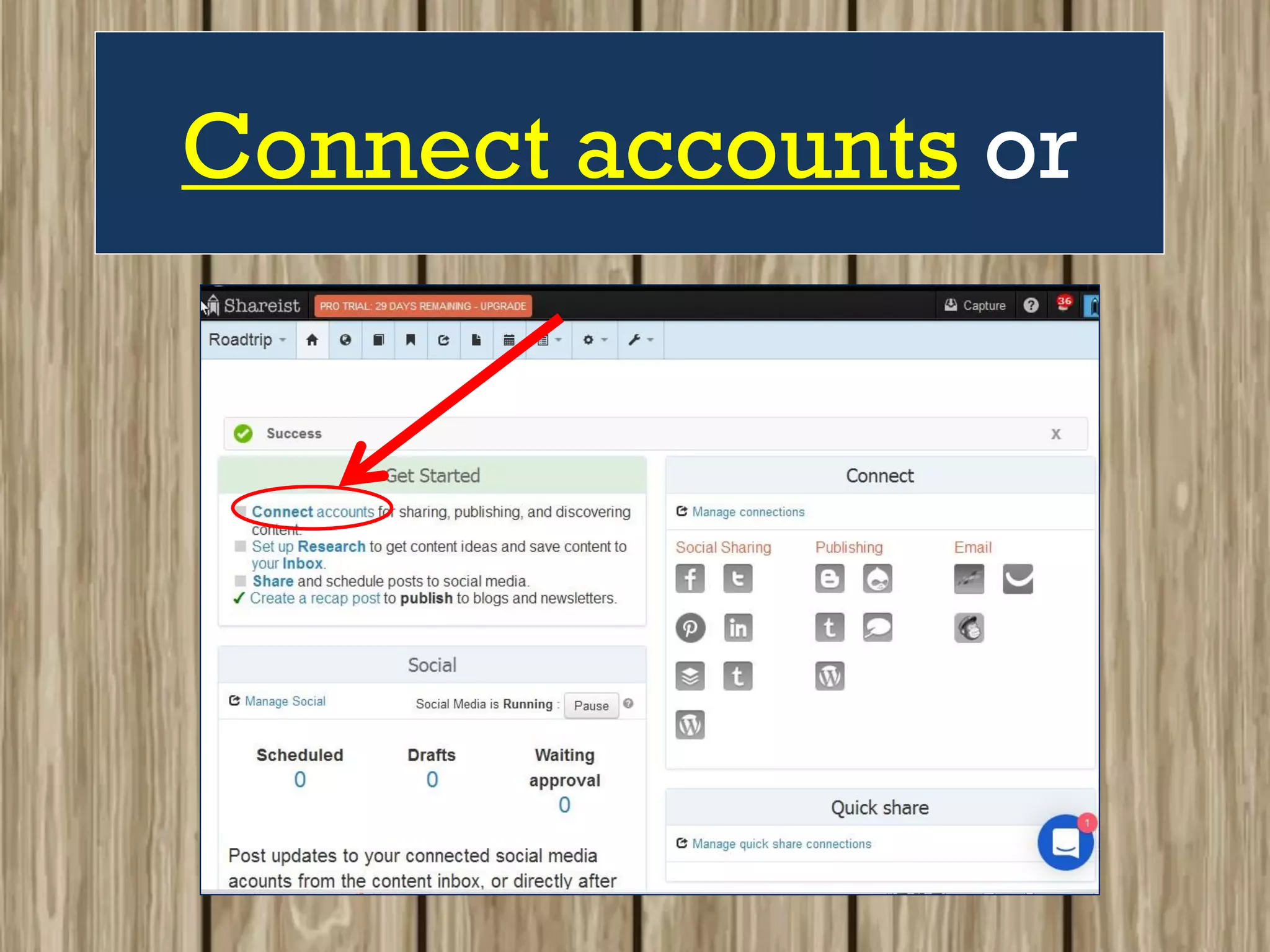 Connect accounts or
 