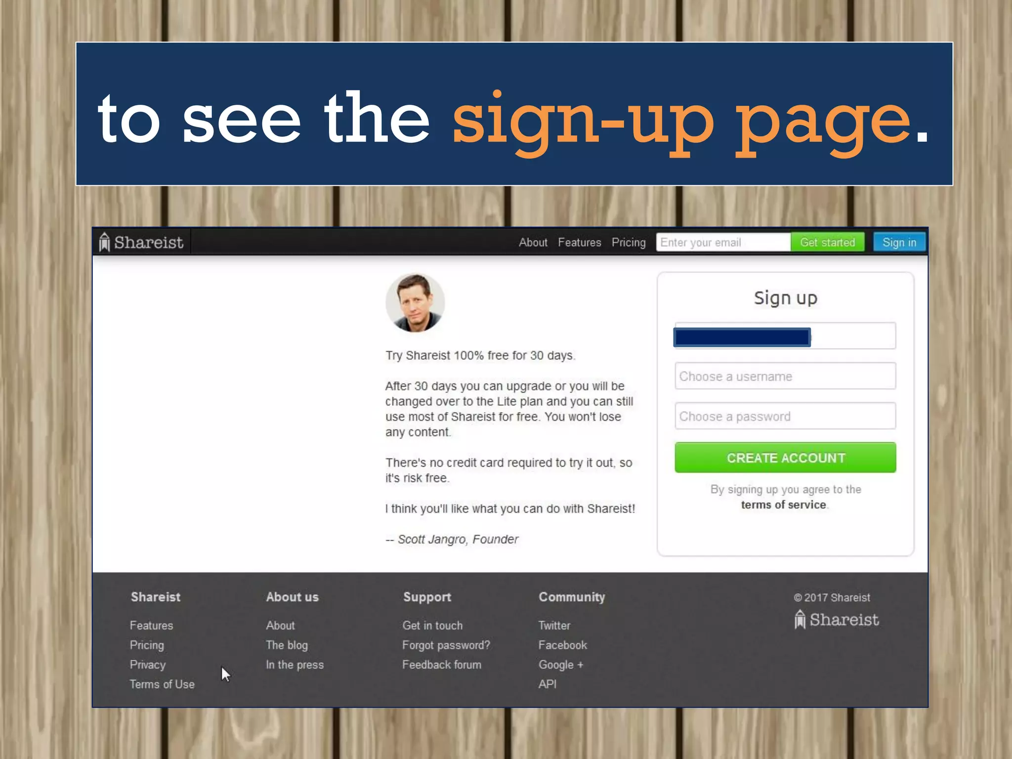 to see the sign-up page.
 