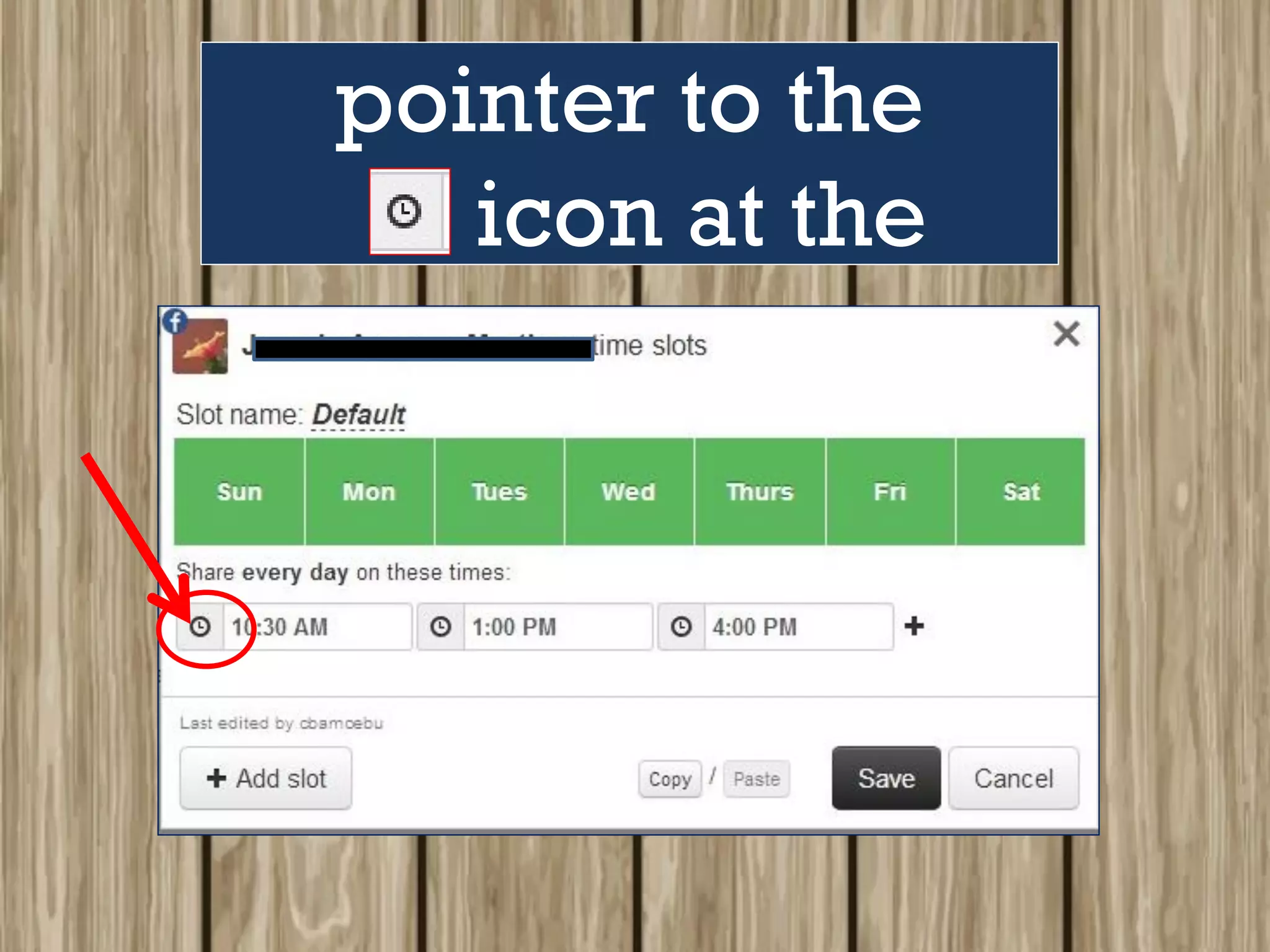 pointer to the
icon at the
 