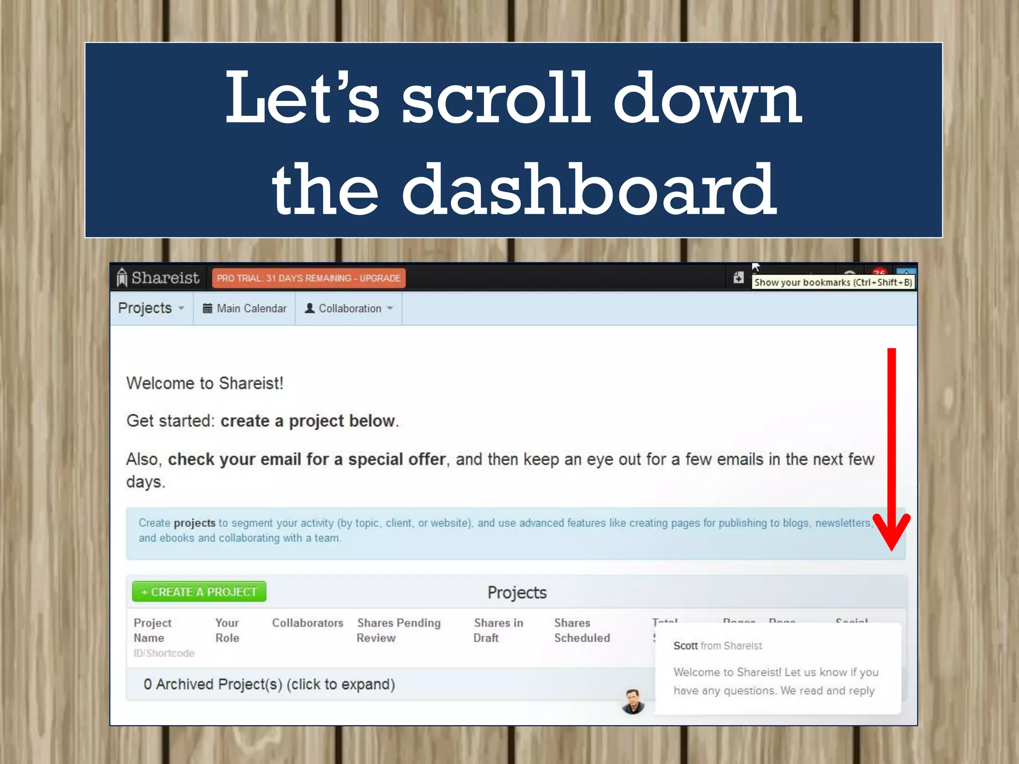 Let’s scroll down
the dashboard
 