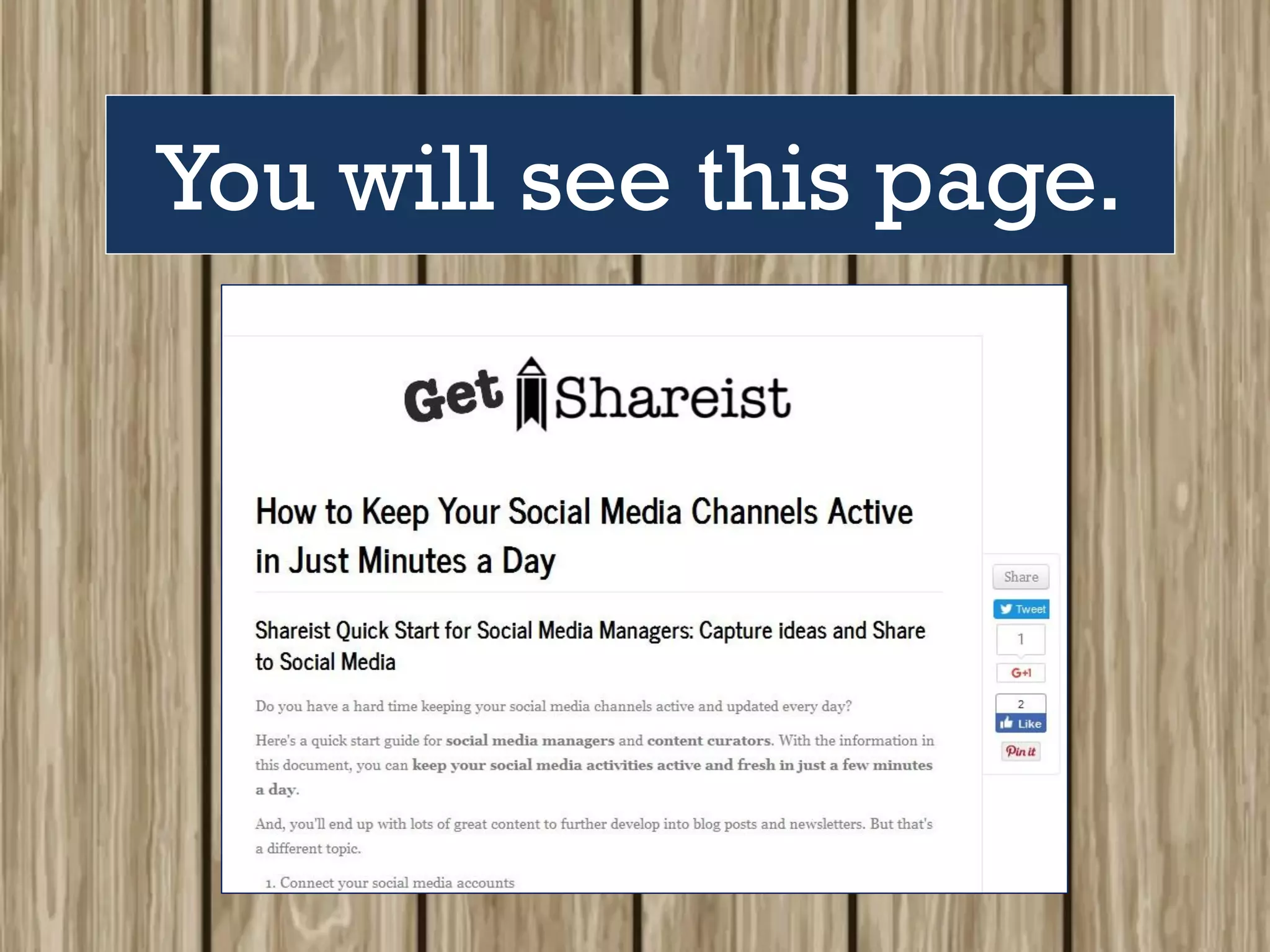 You will see this page.
 