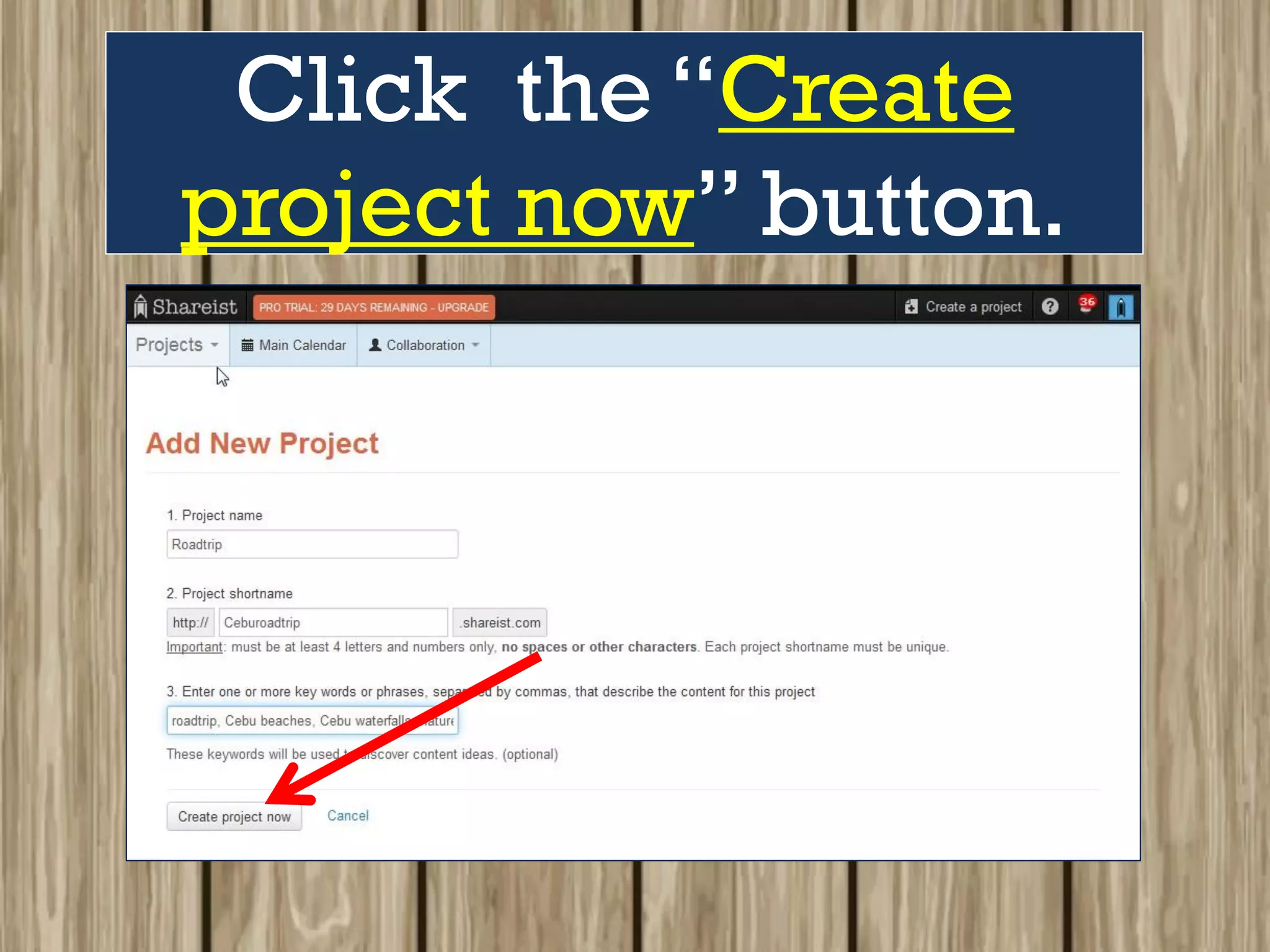 Click the “Create
project now” button.
 