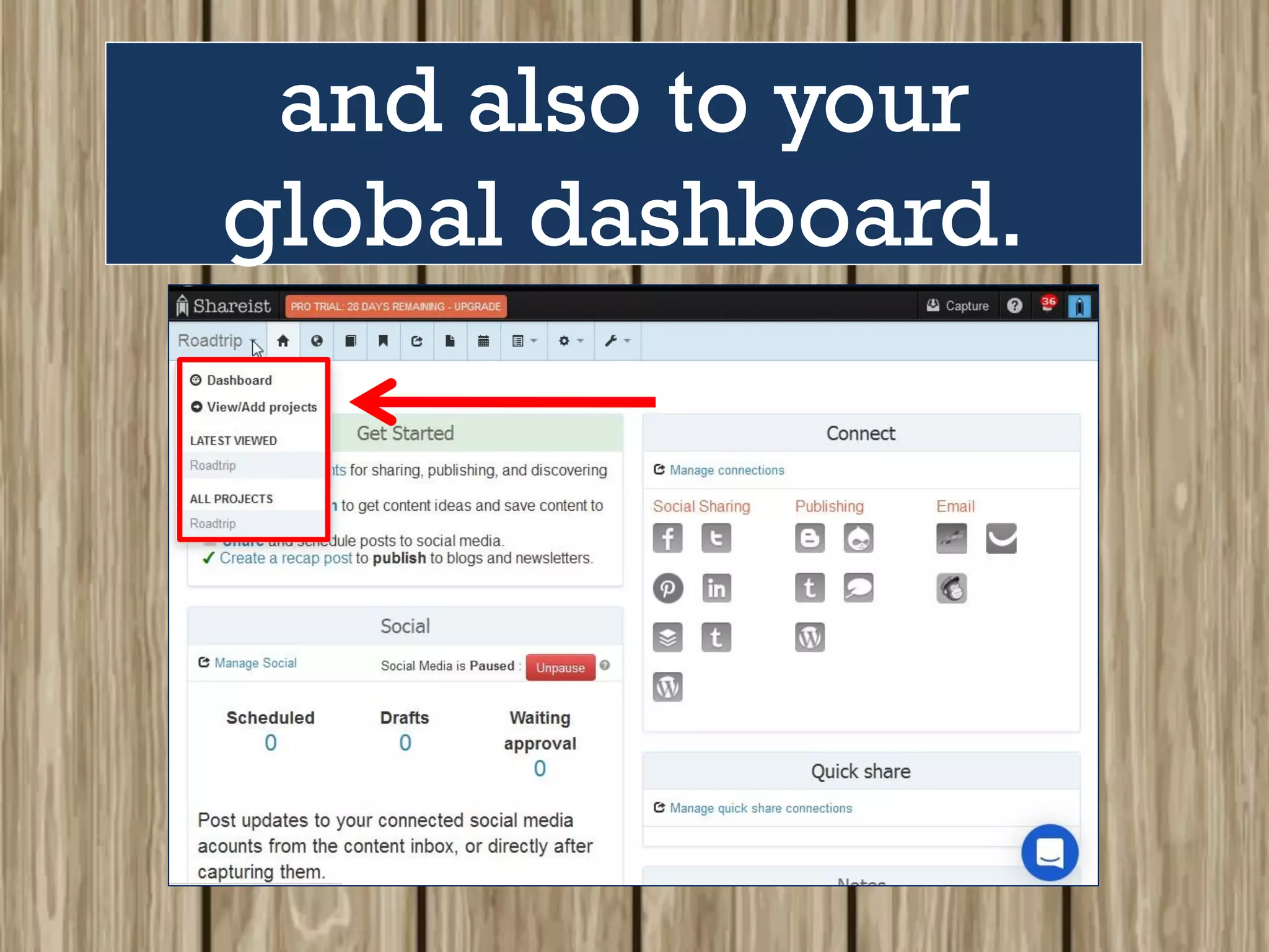 and also to your
global dashboard.
 