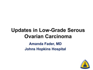 Topic-Driven Round Table on Low Grade Serous Ovarian Cancer | PPT