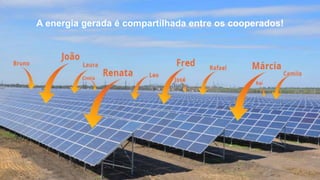 A energia gerada é compartilhada entre os cooperados!
 