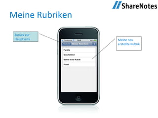Meine Rubriken Zurück zur Hauptseite Meine neu erstellte Rubrik 