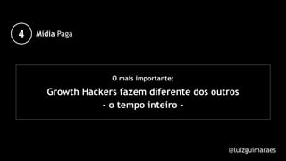 O mais importante:
Growth Hackers fazem diferente dos outros 
- o tempo inteiro -
@luizguimaraes
4 Mídia Paga
 