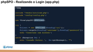 20 100
110
phpSPO - Realizando o Login (app.php)
 