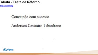 20 100
110
http://odata.org
oData - Teste de Retorno
 
